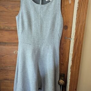 Ann Taylor LOFT Gray Ribbed Fit and Flare Mini Dress‎